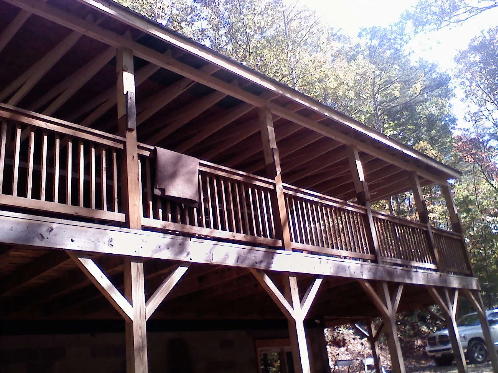 Timber framing under a new elevated porch and deck — Roof Leak Repair in Paxtonville by Roofing Brothers